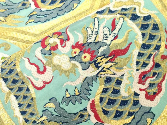 平和屋着物●アンティーク　大正ロマン　全通柄九寸名古屋帯　唐織　竜　金糸　正絹　逸品　CABF6312dy
