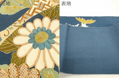 平和屋着物●創業130年　江戸染繍友禅　大彦　九寸名古屋帯　駒刺繍　草花文　金糸　鬼しぼ縮緬　正絹　逸品　CABF6314dy