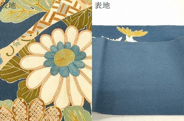 平和屋着物●創業130年　江戸染繍友禅　大彦　九寸名古屋帯　駒刺繍　草花文　金糸　鬼しぼ縮緬　正絹　逸品　CABF6314dy
