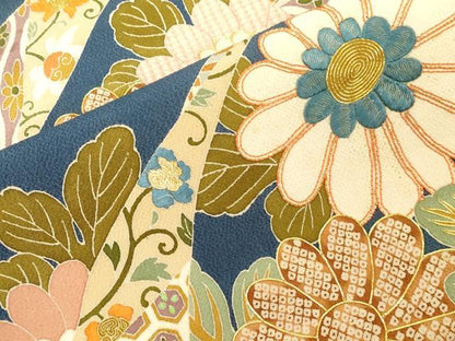 平和屋着物●創業130年　江戸染繍友禅　大彦　九寸名古屋帯　駒刺繍　草花文　金糸　鬼しぼ縮緬　正絹　逸品　CABF6314dy