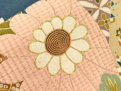 平和屋着物●創業130年　江戸染繍友禅　大彦　九寸名古屋帯　駒刺繍　草花文　金糸　鬼しぼ縮緬　正絹　逸品　CABF6314dy