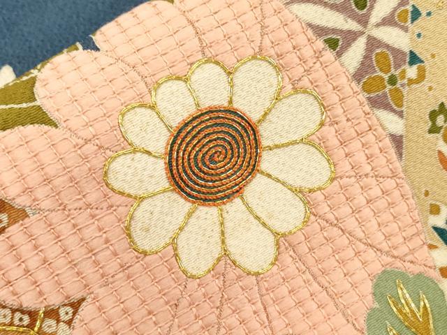 平和屋着物●創業130年　江戸染繍友禅　大彦　九寸名古屋帯　駒刺繍　草花文　金糸　鬼しぼ縮緬　正絹　逸品　CABF6314dy