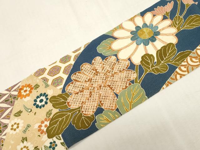 平和屋着物●創業130年　江戸染繍友禅　大彦　九寸名古屋帯　駒刺繍　草花文　金糸　鬼しぼ縮緬　正絹　逸品　CABF6314dy