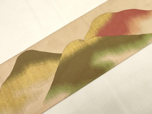平和屋着物●爪掻き本綴れ　八寸名古屋帯　遠山文　金糸　正絹　逸品　CABF6318dy