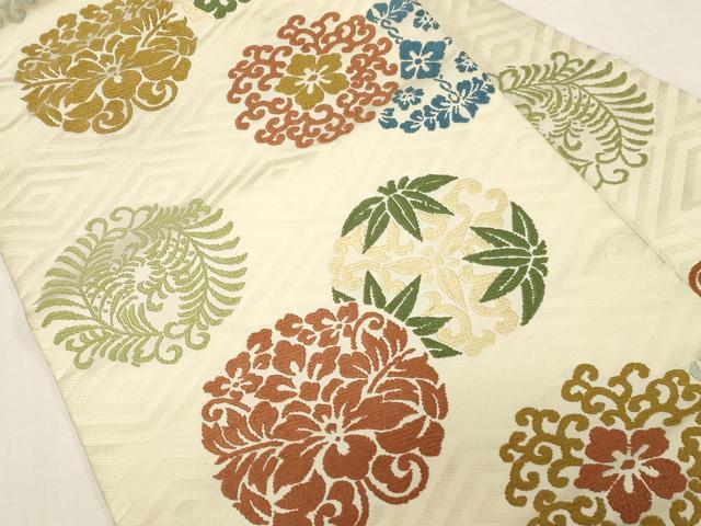平和屋着物●西陣　川島織物　九寸名古屋帯　唐織　草花丸文　正絹　逸品　CABF6320dy