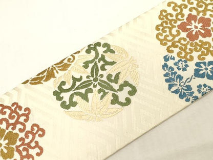 平和屋着物●西陣　川島織物　九寸名古屋帯　唐織　草花丸文　正絹　逸品　CABF6320dy