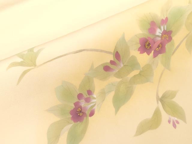 平和屋着物●塩瀬　九寸名古屋帯　草花文　金彩　正絹　逸品　CABF6329dy