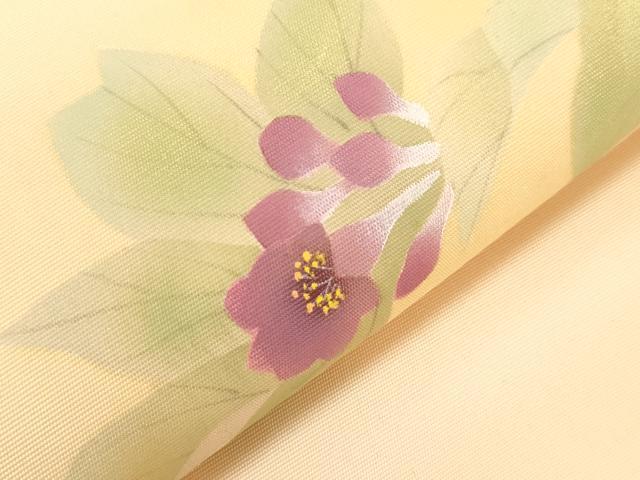 平和屋着物●塩瀬　九寸名古屋帯　草花文　金彩　正絹　逸品　CABF6329dy