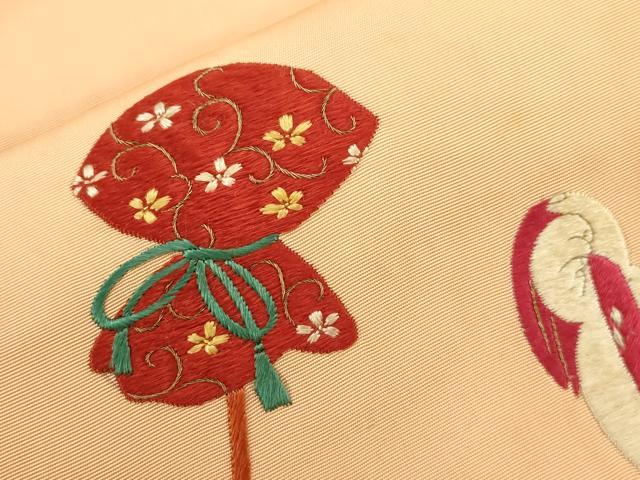 平和屋着物●アンティーク　大正ロマン　九寸名古屋帯　総手刺繍　童子　正絹　逸品　CABF6331dy