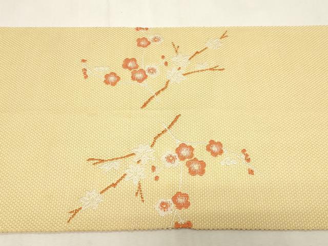 平和屋着物●八寸名古屋帯　刺繍　花籠矢羽文　正絹　逸品　CABF6336dy