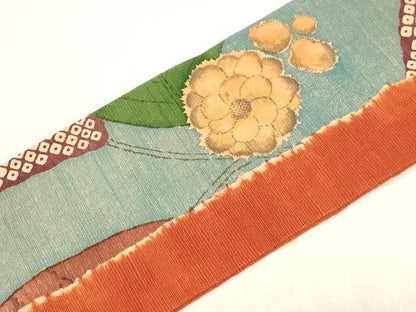 平和屋着物●摺型友禅　京都　多ち花　九寸名古屋帯　紬地　枝花文　正絹　逸品　未使用　CABF6337dy