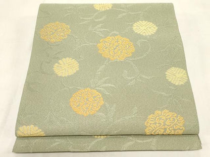 平和屋着物●綴れ　八寸名古屋帯　花丸文　金糸　正絹　逸品　CABF6340dy