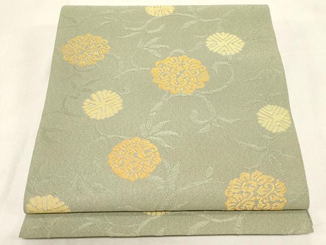 平和屋着物●綴れ　八寸名古屋帯　花丸文　金糸　正絹　逸品　CABF6340dy