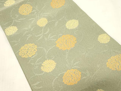 平和屋着物●綴れ　八寸名古屋帯　花丸文　金糸　正絹　逸品　CABF6340dy