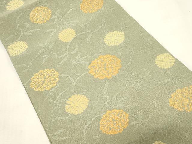 平和屋着物●綴れ　八寸名古屋帯　花丸文　金糸　正絹　逸品　CABF6340dy