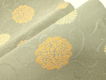 平和屋着物●綴れ　八寸名古屋帯　花丸文　金糸　正絹　逸品　CABF6340dy