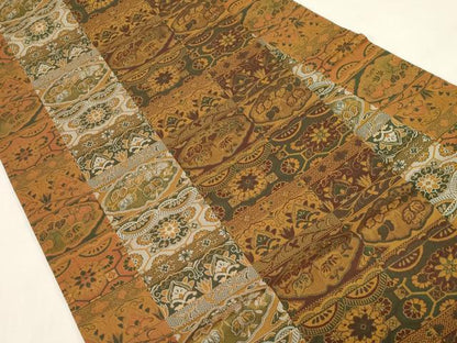 平和屋着物●全通柄九寸名古屋帯　天井花文　正絹　逸品　未使用　CABF6341dy
