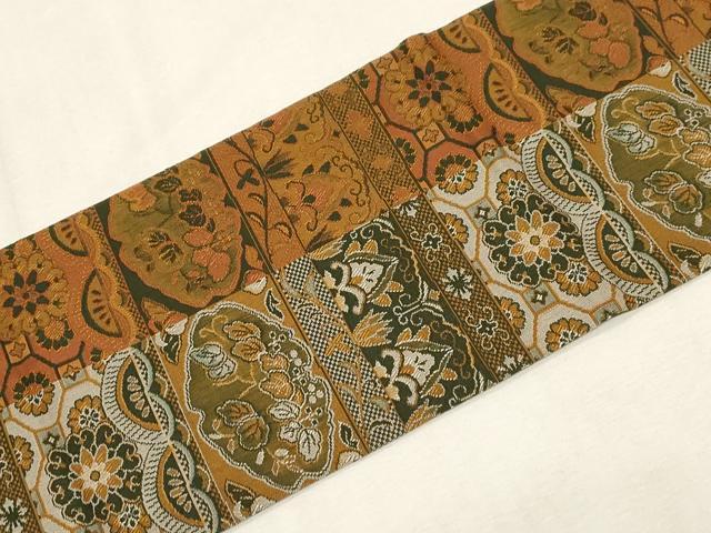 平和屋着物●全通柄九寸名古屋帯　天井花文　正絹　逸品　未使用　CABF6341dy