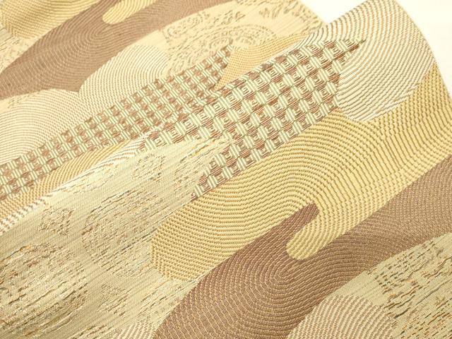 平和屋着物●本場筑前博多織　八寸名古屋帯　幾何学丸文　正絹　逸品　CABF6344dy