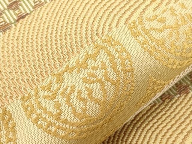 平和屋着物●本場筑前博多織　八寸名古屋帯　幾何学丸文　正絹　逸品　CABF6344dy