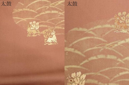 平和屋着物●塩瀬　九寸名古屋帯　竹屋町刺繍　花兎　金彩　正絹　逸品　CABF6346dy