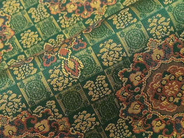 平和屋着物●全通柄九寸名古屋帯　幾何学花文　正絹　逸品　未使用　CABF6347dy