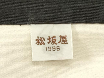 平和屋着物●九寸開き名古屋帯　唐織　菱花文　黒地　金糸　松坂屋扱い　正絹　逸品　CABF6348dy