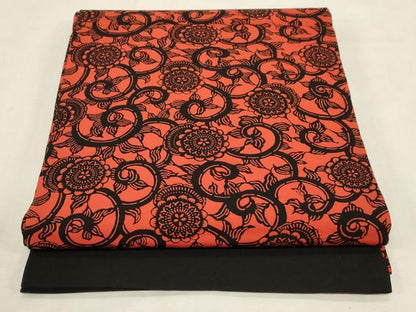平和屋着物●塩瀬　九寸開き名古屋帯　型染め　花唐草文　正絹　逸品　CABF6349dy
