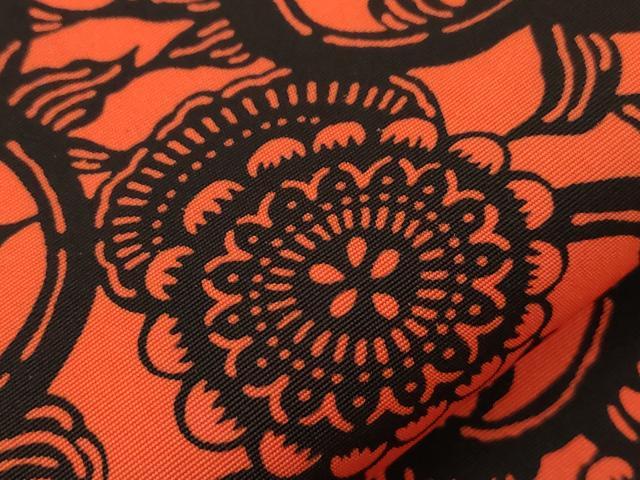 平和屋着物●塩瀬　九寸開き名古屋帯　型染め　花唐草文　正絹　逸品　CABF6349dy