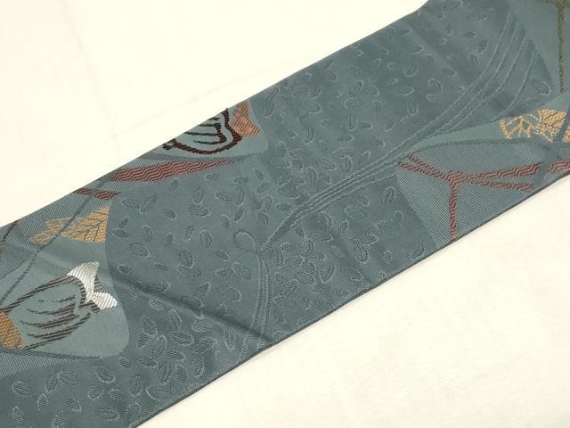 平和屋着物●九寸名古屋帯　唐織　梟　正絹　逸品　CABF6352dy