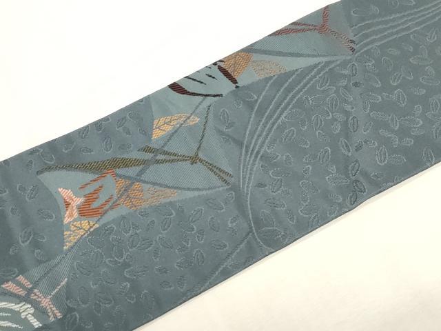 平和屋着物●九寸名古屋帯　唐織　梟　正絹　逸品　CABF6352dy