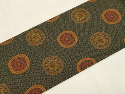 平和屋着物●全通柄九寸名古屋帯　丸文　正絹　逸品　CABF6356dy
