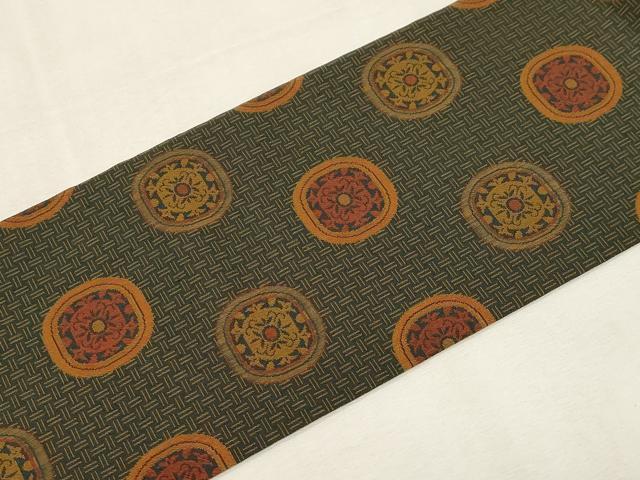 平和屋着物●全通柄九寸名古屋帯　丸文　正絹　逸品　CABF6356dy