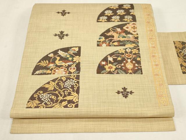 平和屋着物●九寸名古屋帯　狩猟文　正絹　逸品　CABF6358dy