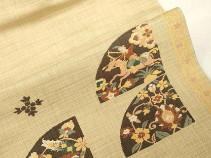 平和屋着物●九寸名古屋帯　狩猟文　正絹　逸品　CABF6358dy