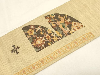 平和屋着物●九寸名古屋帯　狩猟文　正絹　逸品　CABF6358dy