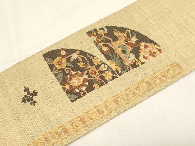 平和屋着物●九寸名古屋帯　狩猟文　正絹　逸品　CABF6358dy