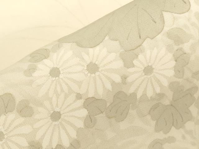 平和屋着物●塩瀬　九寸名古屋帯　手描き　草花文　正絹　逸品　CABF6360dy