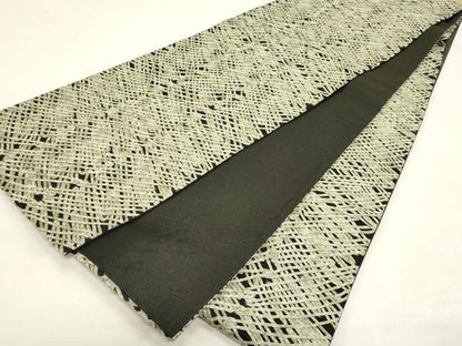 平和屋着物●染織デザイナー　堀口無月 　MUGETSU　チュール織　全通柄袋帯　縞　正絹　逸品　CABF6361dy