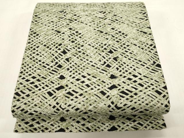 平和屋着物●染織デザイナー　堀口無月 　MUGETSU　チュール織　全通柄袋帯　縞　正絹　逸品　CABF6361dy