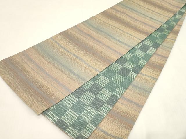 平和屋着物●両面　全通柄袋帯　市松文様　金糸　正絹　逸品　CABF6363dy