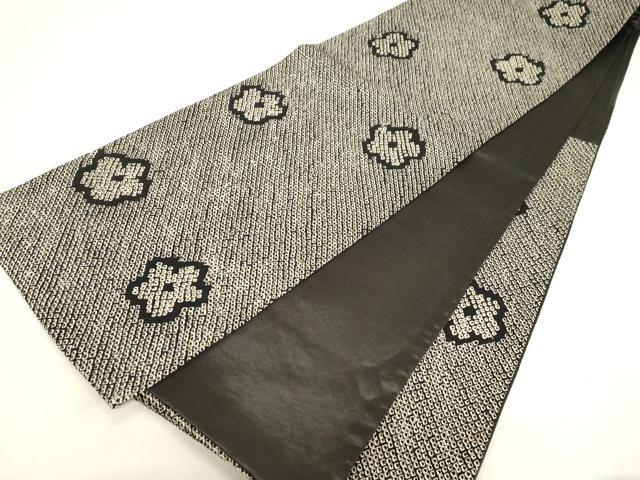 平和屋着物●六通柄袋帯　総絞り　舞花文　黒地　正絹　逸品　CABF6364dy