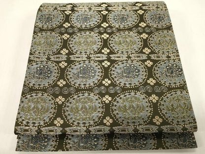 平和屋着物●こむさでもーど・COMME CA DU MODE　六通柄　京袋帯　孔雀花丸文　金糸　正絹　逸品　未使用　CABF6365dy
