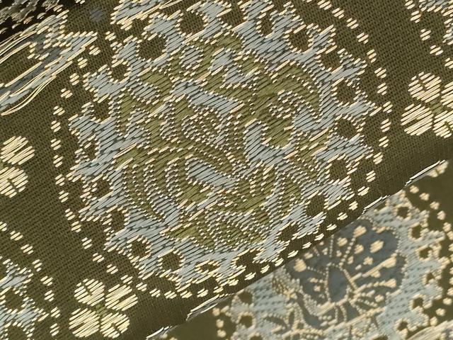 平和屋着物●こむさでもーど・COMME CA DU MODE　六通柄　京袋帯　孔雀花丸文　金糸　正絹　逸品　未使用　CABF6365dy