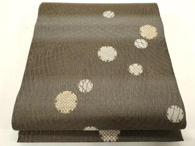 平和屋着物▽両面　全通柄袋帯　スリーシーズン　春夏秋　立波雪輪文　正絹　逸品　CABF6367dy