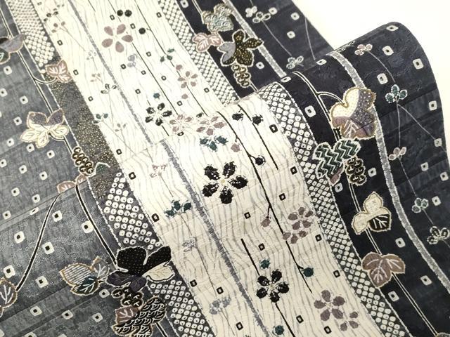 平和屋着物●全通柄袋帯　ふくれ織　葡萄蔦の葉藩花文　金彩　正絹　逸品　CABF6368dy