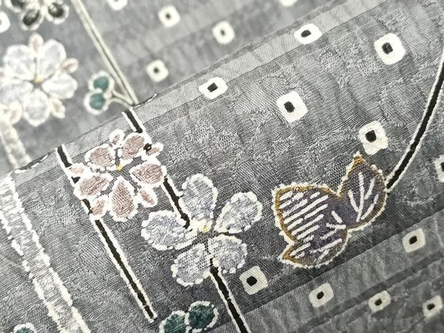 平和屋着物●全通柄袋帯　ふくれ織　葡萄蔦の葉藩花文　金彩　正絹　逸品　CABF6368dy