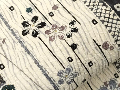 平和屋着物●全通柄袋帯　ふくれ織　葡萄蔦の葉藩花文　金彩　正絹　逸品　CABF6368dy