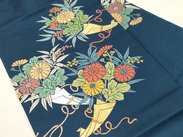 平和屋着物●九寸名古屋帯　唐織　草花文　金銀糸　正絹　逸品　CABF6369dy