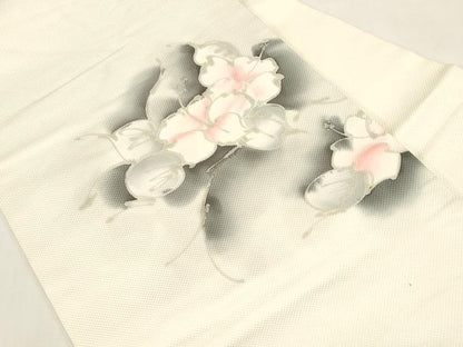 平和屋着物●染色作家　斉藤三才　九寸名古屋帯　草花文　正絹　逸品　CABF6371dy